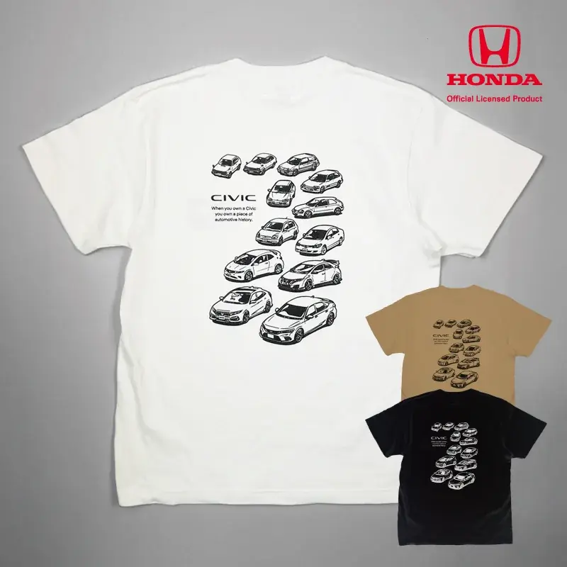 Honda シビックの歴代モデル「シビック ヒストリー」Tシャツ（新カラー）が「成田空港ターミナル2」で取り扱い決定！ 画像 4