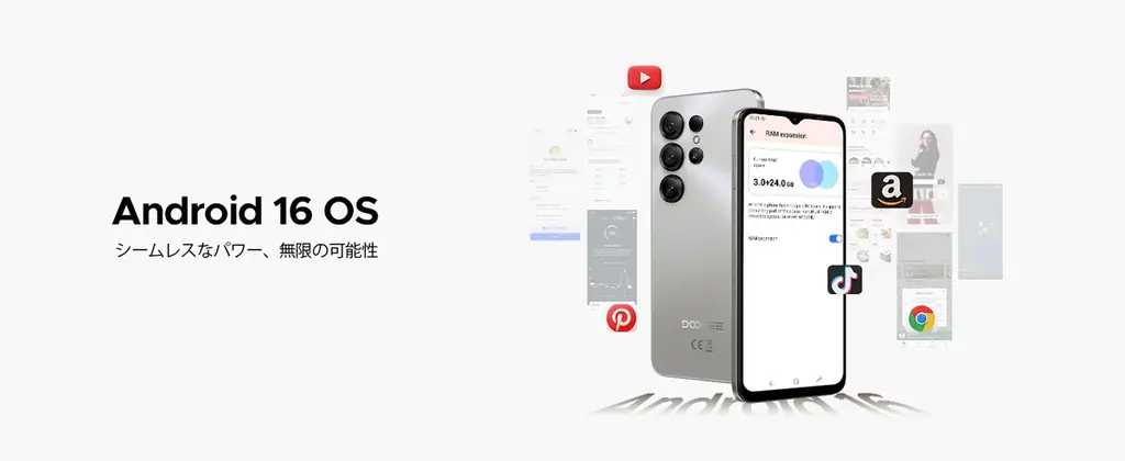 【Amazonタイムセール】6.56インチ90Hz大画面・Android16搭載・24GB RAM＋64GB ROM(2TB拡張)＆6150mAhの「Note56X」が16,900円 画像 10
