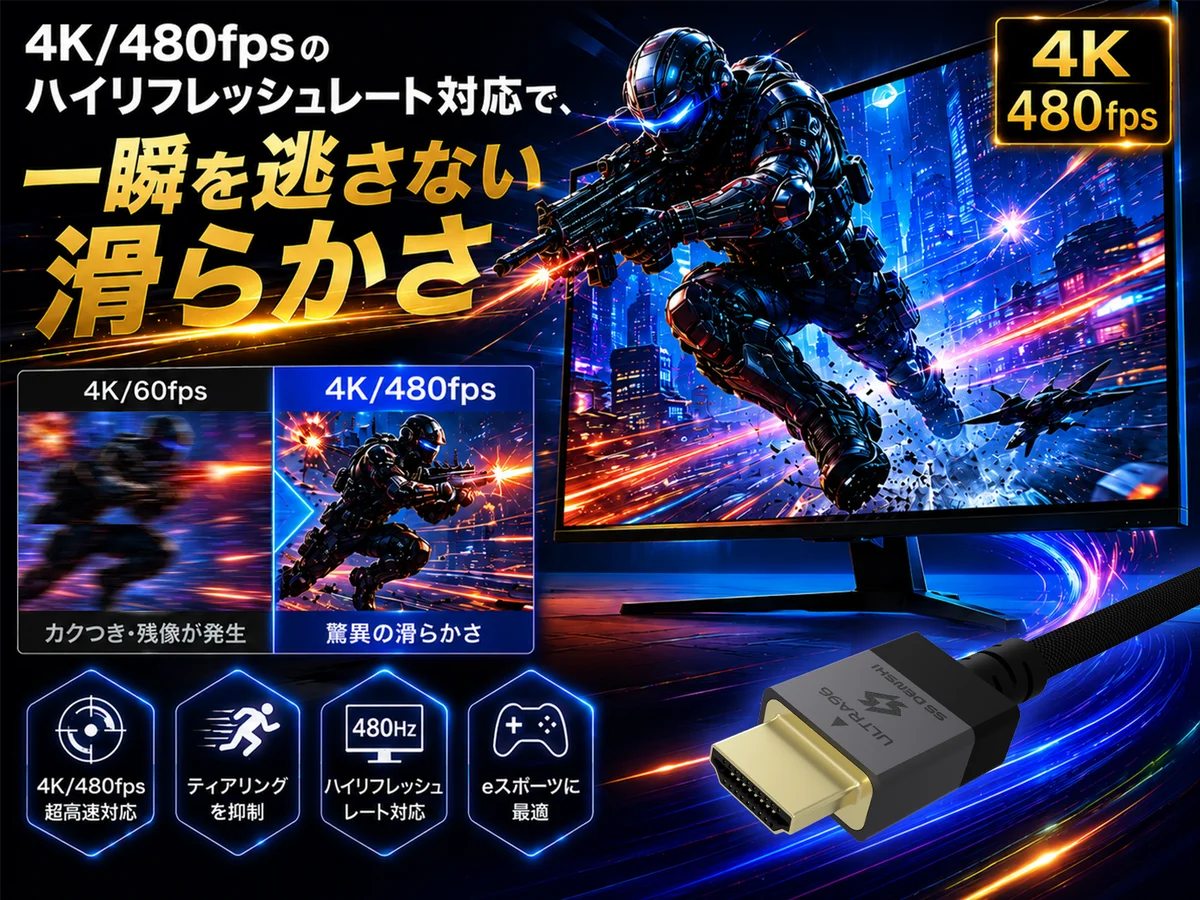 国内初※の次世代規格「HDMI 2.2」に対応した「Ultra 96 HDMI®認証ケーブル」を市場投入！ 画像 4