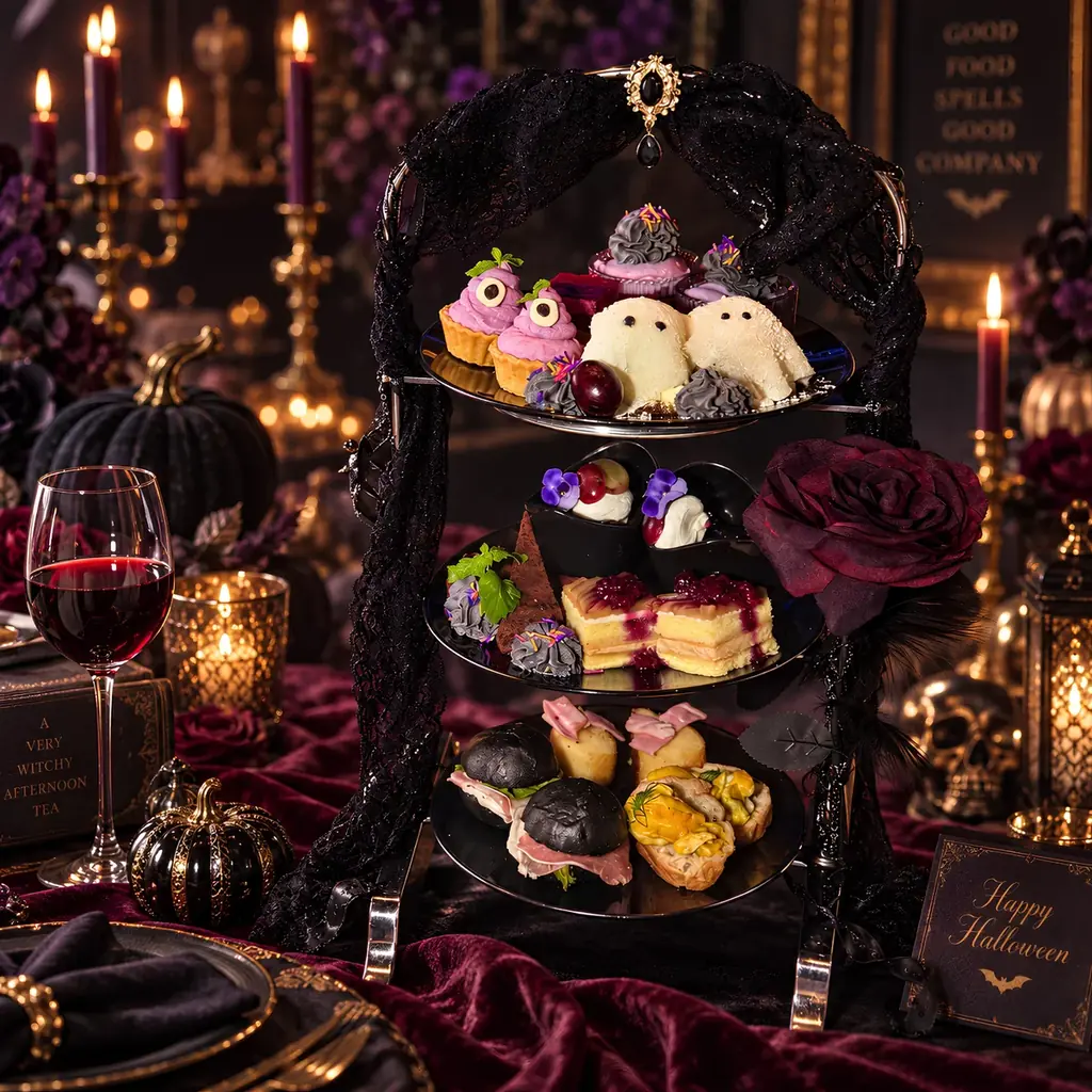 黒薔薇テーマの大人ハロウィンアフタヌーンティー