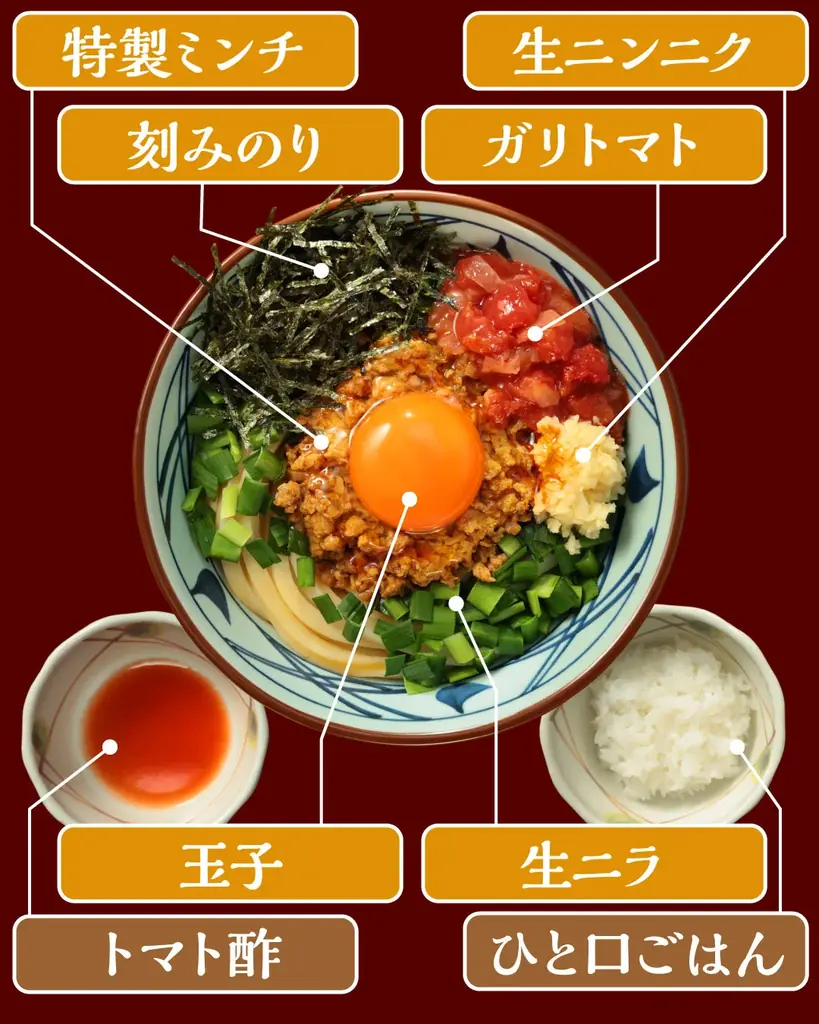 丸亀製麺×松岡昌宏さん、初の“まぜうどん”に挑戦　打ち立てもちもちのうどんに、濃厚具材が絡んでやみつき　ガツンとニンニク！『肉辛まぜうどん』が新登場 画像 3