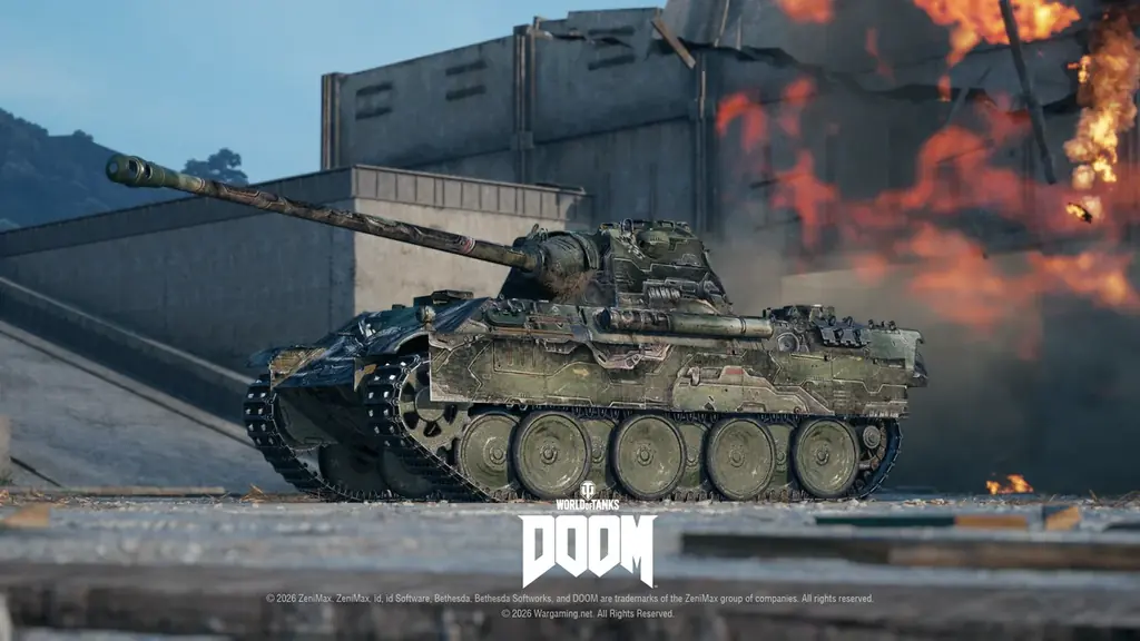 『World of Tanks』、新たなコラボ・バトルパスで『DOOM™』の世界が到来！2連装砲の戦車「FV225 Collector」がアージャントの力を宿した外観で登場 画像 7
