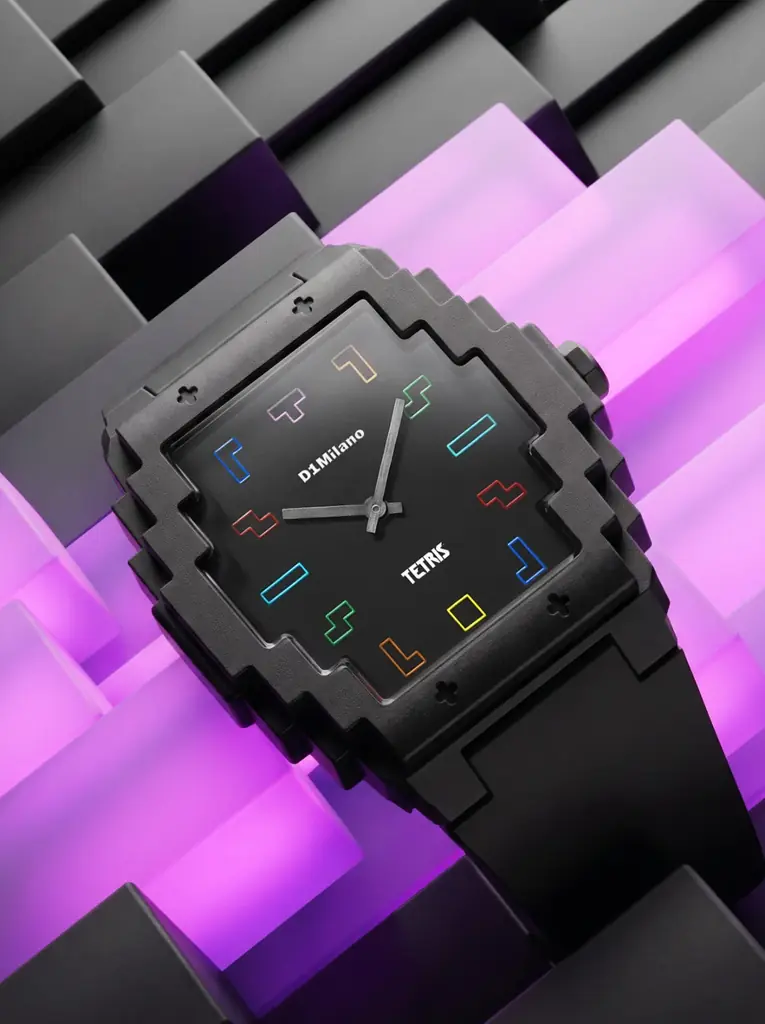 D1 Milano×Tetris™世界的ゲーム「テトリス」が、D1 Milanoの時計に。7種のテトリミノを文字盤に配した限定コラボウォッチ、10月2日(金)発売。 画像 5