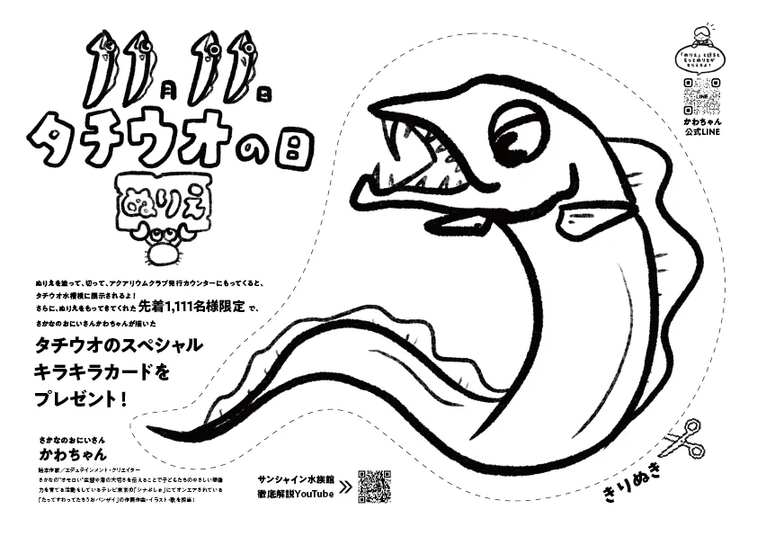 サンシャイン水族館が11月11日を「タチウオの日」に制定！！　『11月11日タチウオの日制定記念イベント』開催！　10月9日（金）～11月15日（日） 画像 3