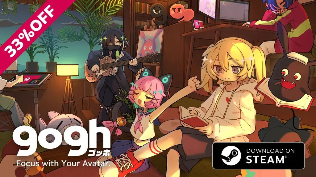 gogh、Steam版の大型無料アップデートv4.0.0を配信！みんなで共同タイマーで集中する『Focus Party』、アバターアイテムをデザインできる『マイデザイン機能』などが登場 画像 11