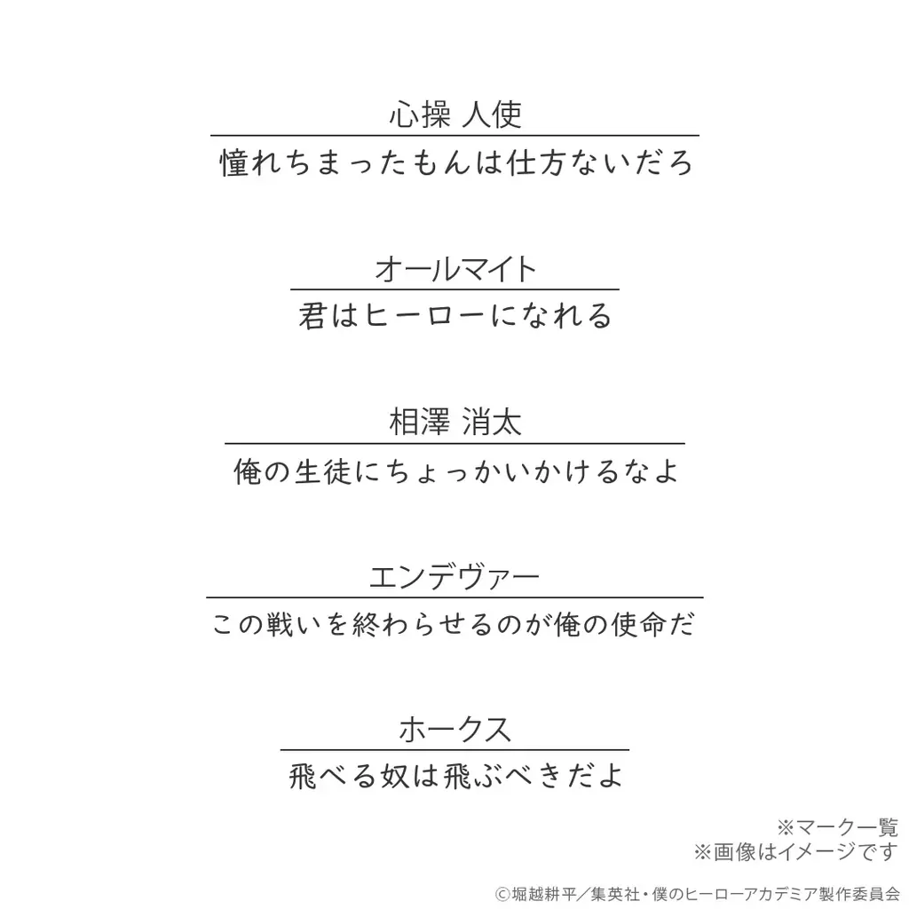 アニメ『僕のヒーローアカデミア』放送10周年記念。あの日、心を動かした言葉を指に纏う。メッセージリング（指輪）全10種類が登場。 画像 10