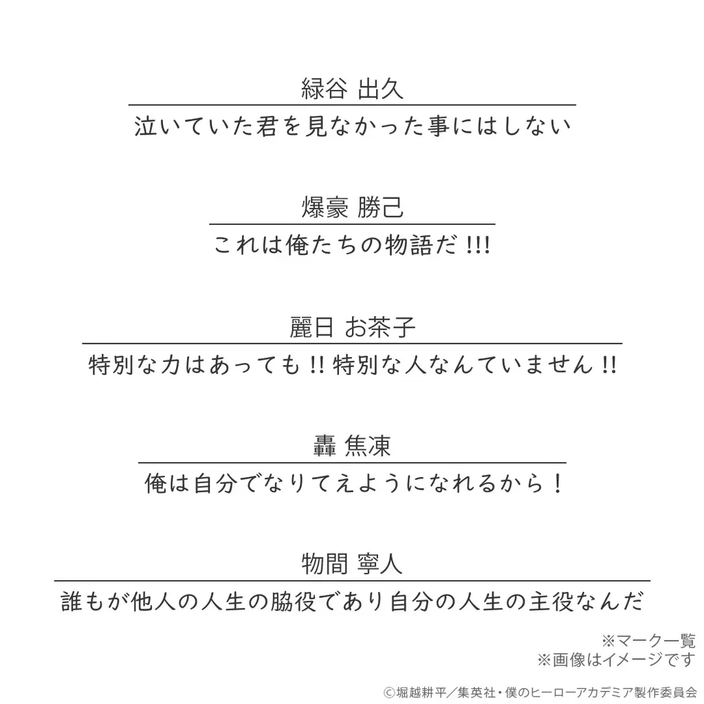 アニメ『僕のヒーローアカデミア』放送10周年記念。あの日、心を動かした言葉を指に纏う。メッセージリング（指輪）全10種類が登場。 画像 9