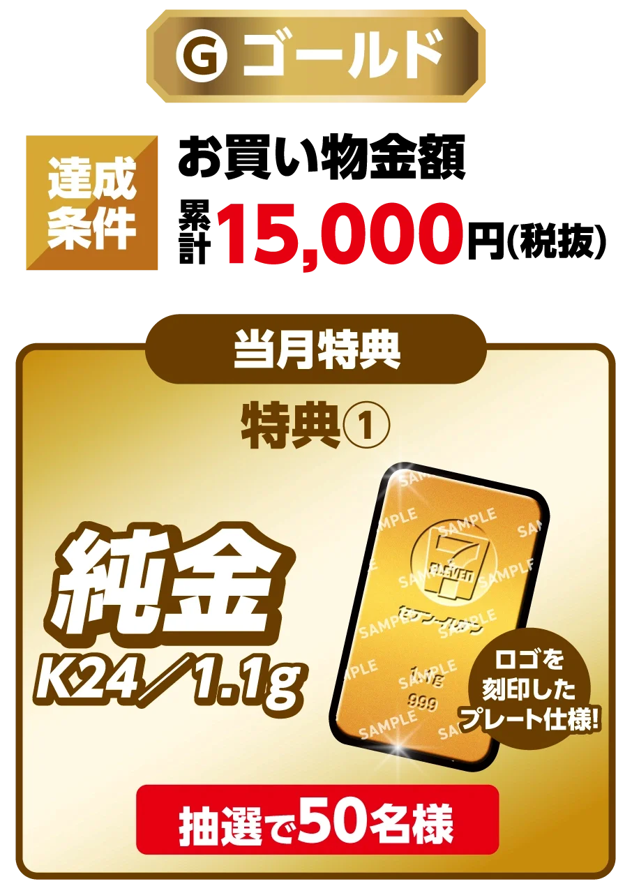 「買うほどランクアップチャレンジ」がリニューアルして10月開催　プラチナや純金などを含む豪華賞品が当たるチャンス！ 画像 7