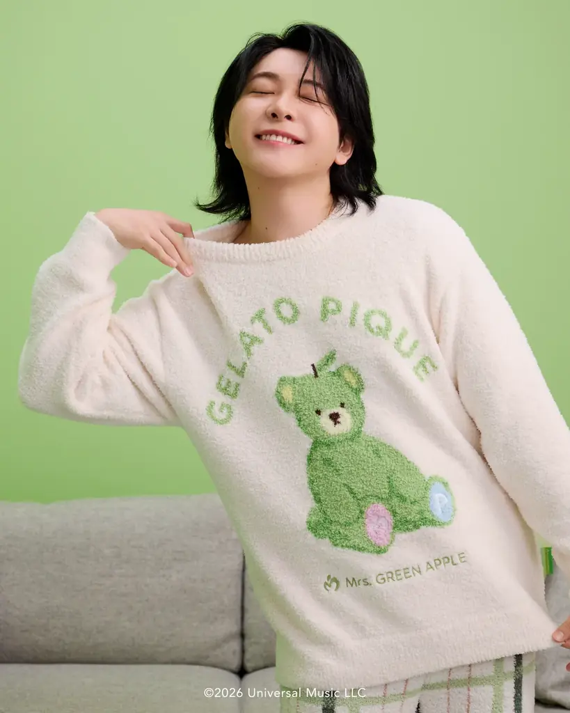 【gelato pique (ジェラート ピケ)】「Mrs. GREEN APPLE」と初コラボレーション！青リンゴモチーフのベアを主役にしたルームウェアや雑貨を10月20日(火)より発売 画像 4