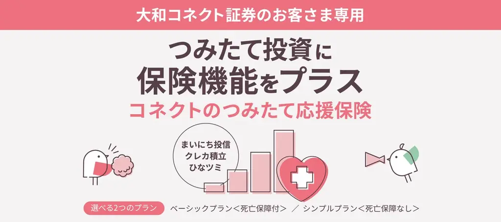 大和コネクト証券「つみたて応援保険」開始、保障内容と2プランを解説