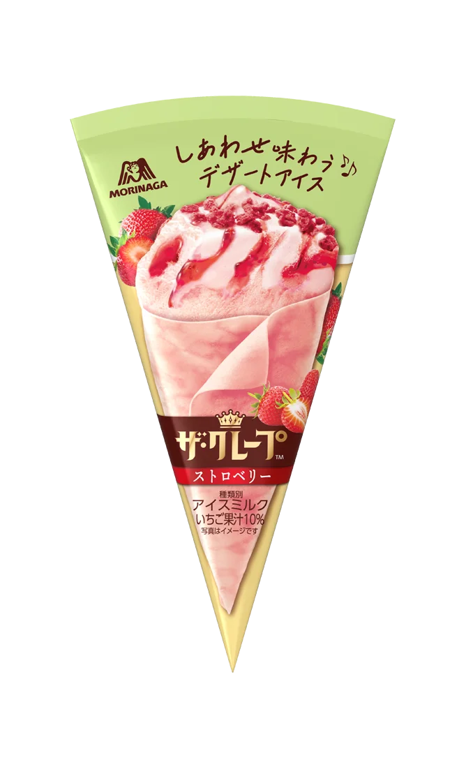 森永「ザ・クレープ」に初のピンクシート、ストロベリー味が10月19日発売