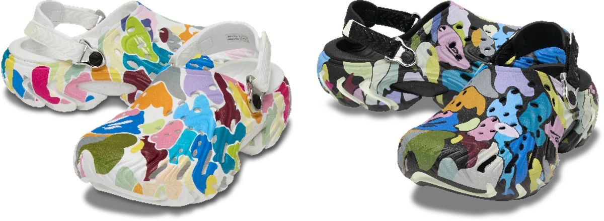 大胆なMULTI CAMOをまとったA BATHING APE® x Crocs™の最新コラボレーションが登場 画像 1