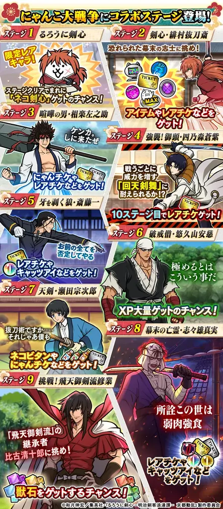 TVアニメ『るろうに剣心 －明治剣客浪漫譚－』×『にゃんこ大戦争』期間限定コラボイベント開催！ 画像 3