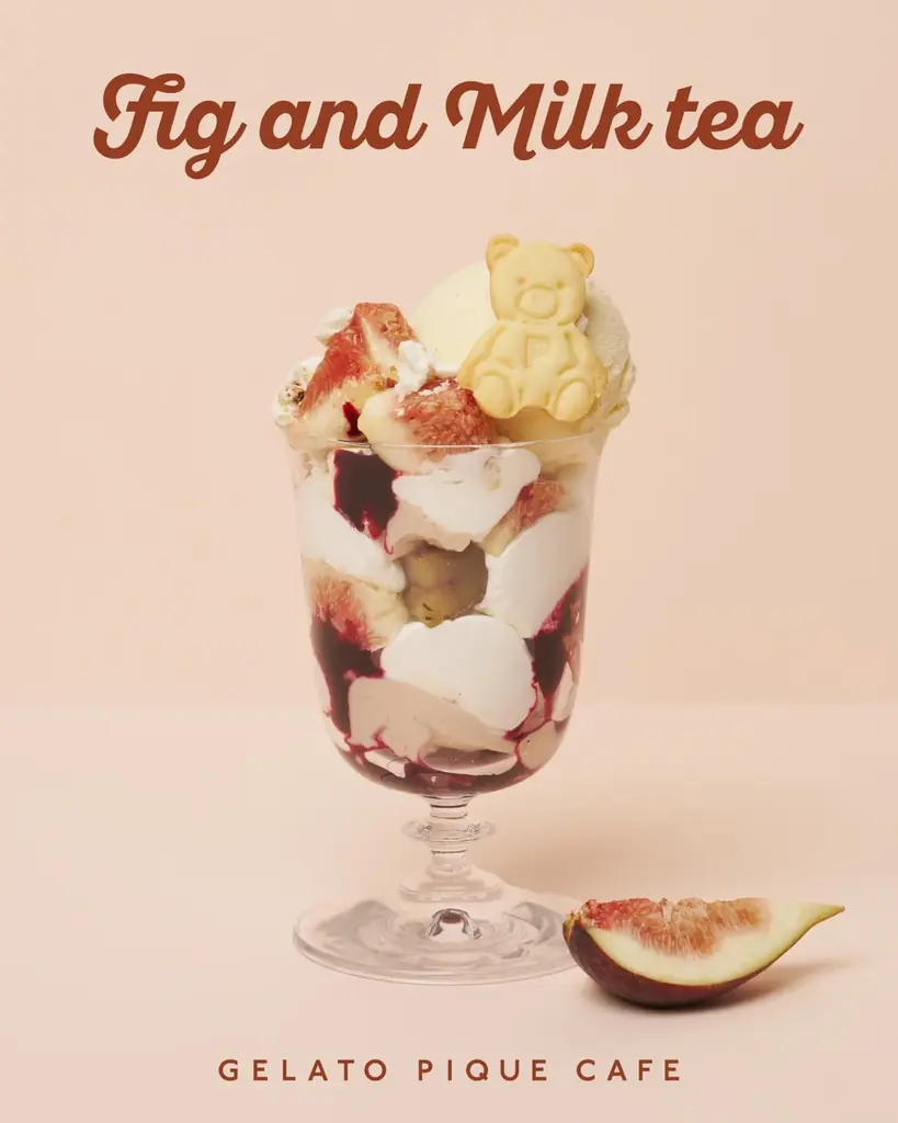 【gelato pique cafe】やさしい甘み、とろりとほどける秋の果実「いちじく」を主役にした“Fig and Milk tea”を開催！クレープにソフトクリーム、渋谷限定パフェが登場 画像 4