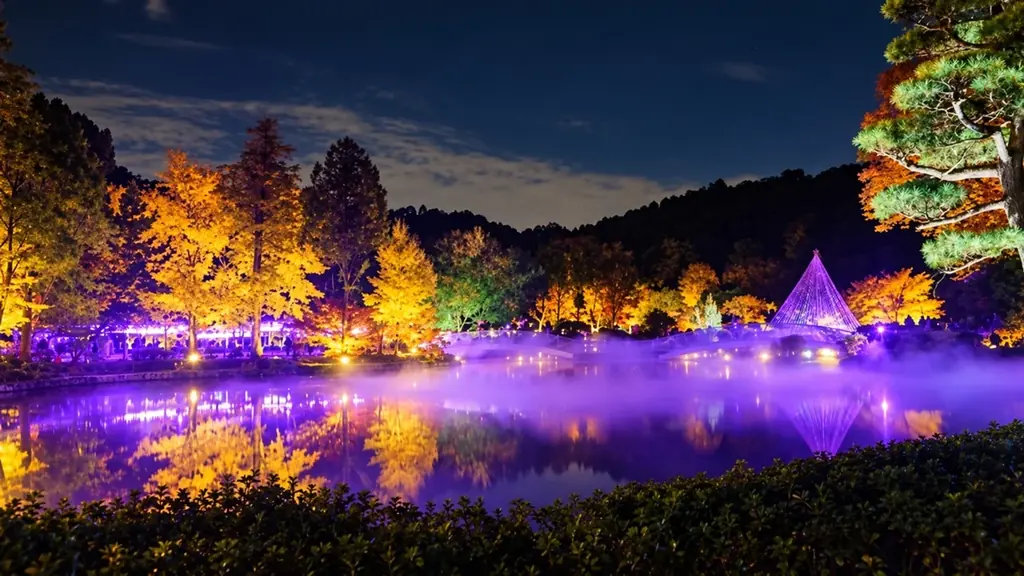 町田・薬師池公園で紅葉まつり、11月14日からライトアップと雲海演出