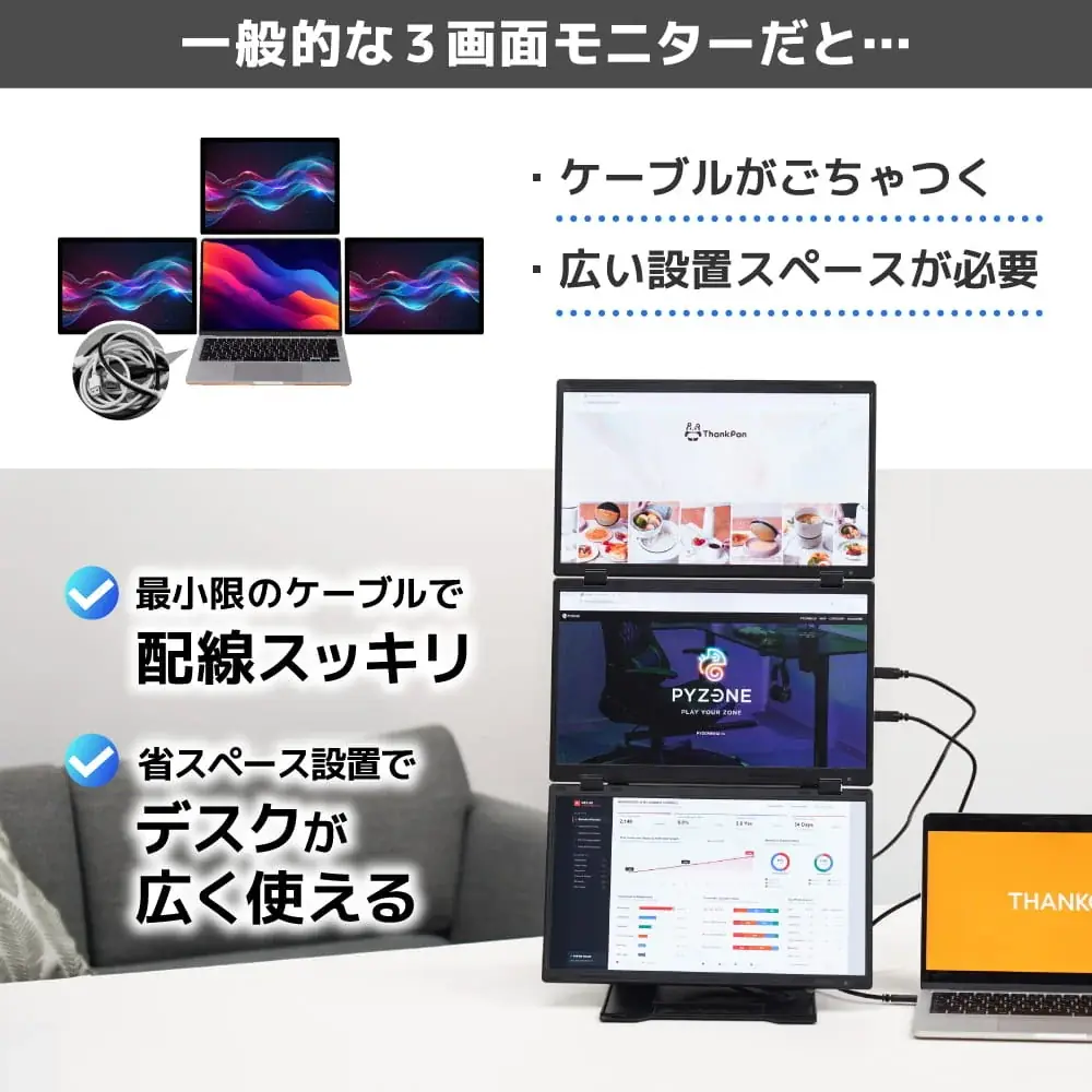 映像出力のないUSBでもOK。1台分のスペースで手軽に4画面へ拡張する『USB1本で4画面にできる縦横回転モニター』を発売 画像 7