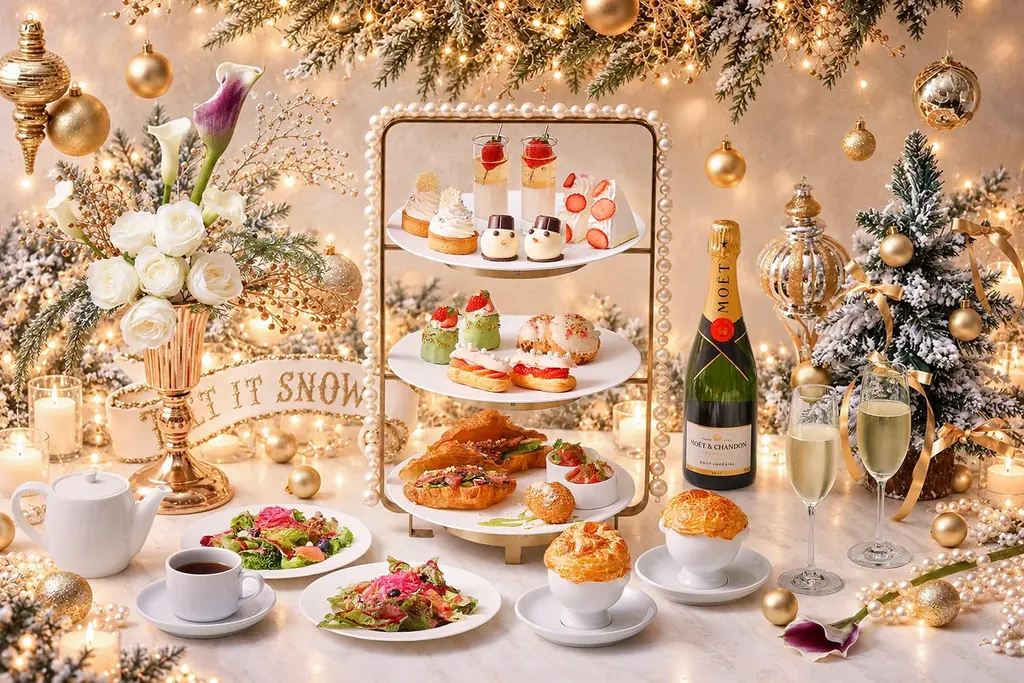 表参道で11月18日開始、苺とパール輝くクリスマスアフタヌーンティー