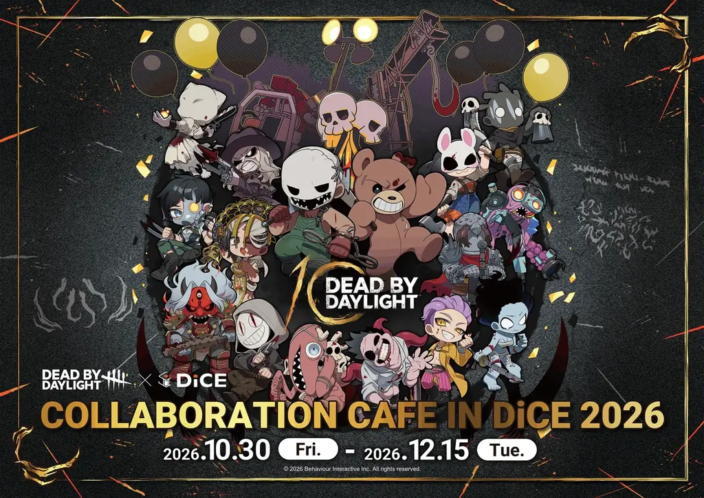 『Dead by Daylight』× DiCE コラボカフェが今年も開催！〝歯をむき出しにしたトルテ〟などコラボメニューや、人気イラストレーター「キーマン」描き起こしイラストを使用したグッズが多数！ 画像 1
