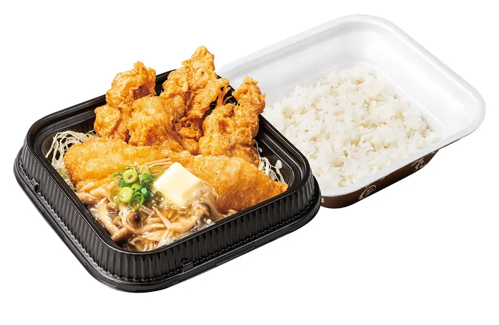山の幸と海の幸を一緒にご堪能あれ！「出汁とり天と白身魚からあげのきのこバターあんかけ定食」からやまで販売開始！ 画像 6
