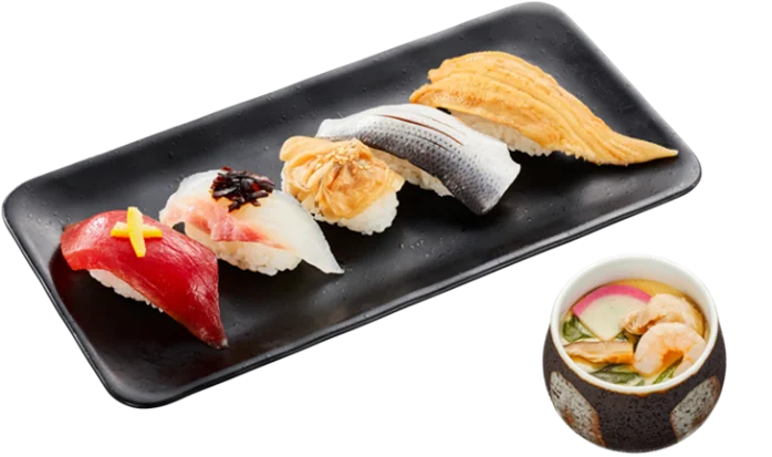ミナミマグロの上赤身、活〆真鯛、上煮穴子も食べ放題！“食欲の秋”を彩る豪華ネタを一皿で楽しめる『かっぱの“江戸前”寿司５貫プレート』が茶碗蒸し付きで期間限定登場！ 画像 2
