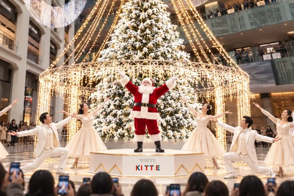 【約4万球のLEDが光り輝く、笑顔が集うクリスマス空間が出現】全高約15m、光のヴェールに包まれたホワイトクリスマスツリーが登場「ＷＨＩＴＥ　ＫＩＴＴＥ」開催 画像 6