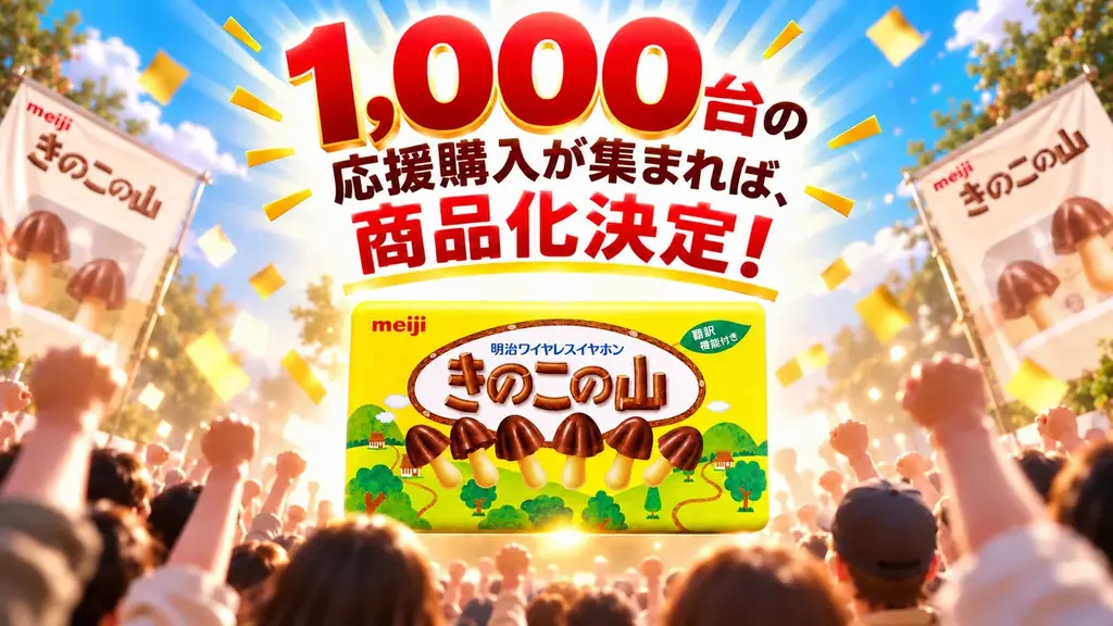 わずか10分で3,500台が完売した「きのこの山ワイヤレスイヤホン」が復活⁉ 音質・操作性・装着感が進化した「きのこの山ワイヤレスイヤホン Pro」11月1日、Makuakeでプロジェクト始動!!! 画像 11