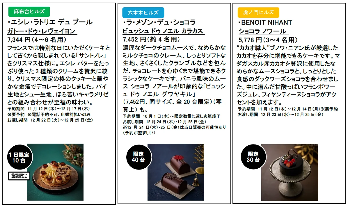 六本木ヒルズ、麻布台ヒルズ、虎ノ門ヒルズ、アークヒルズで楽しむクリスマス 華やかなクリスマスグルメを11月12日より順次販売 画像 4
