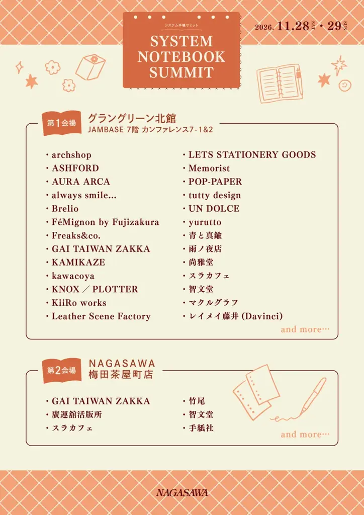 システム手帳や紙モノ・スタンプが集まる祭典「システム手帳サミット2026」開催　2026年11月28日（土）〜29日（日）大阪・梅田「グラングリーン大阪 JAMBASE」で開催 画像 2
