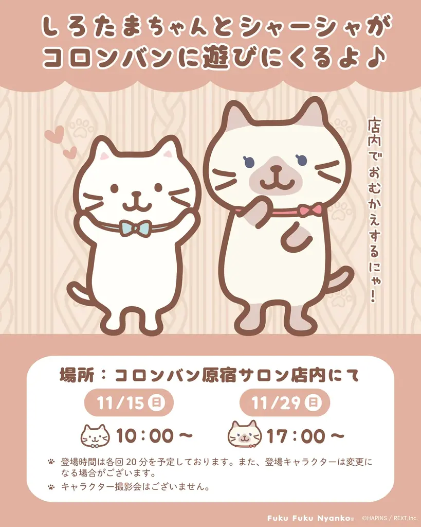 Fuku Fuku Nyanko（ふくふくにゃんこ）×洋菓子のコロンバン　にゃんこたちとほっこりティータイム。原宿の2店舗で秋コラボを開催 画像 7