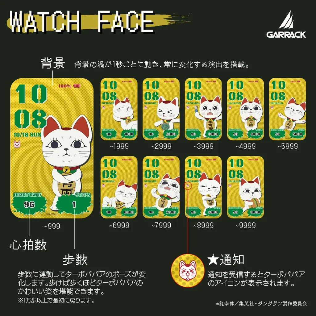 GARRACKからTVアニメ『ダンダダン』のスマートウォッチが登場。モモ、オカルン、アイラ、ジジ、ターボババア(招き猫)をイメージした5モデルを、11月6日(金)に予約開始、11月27日(金)に発売。 画像 11