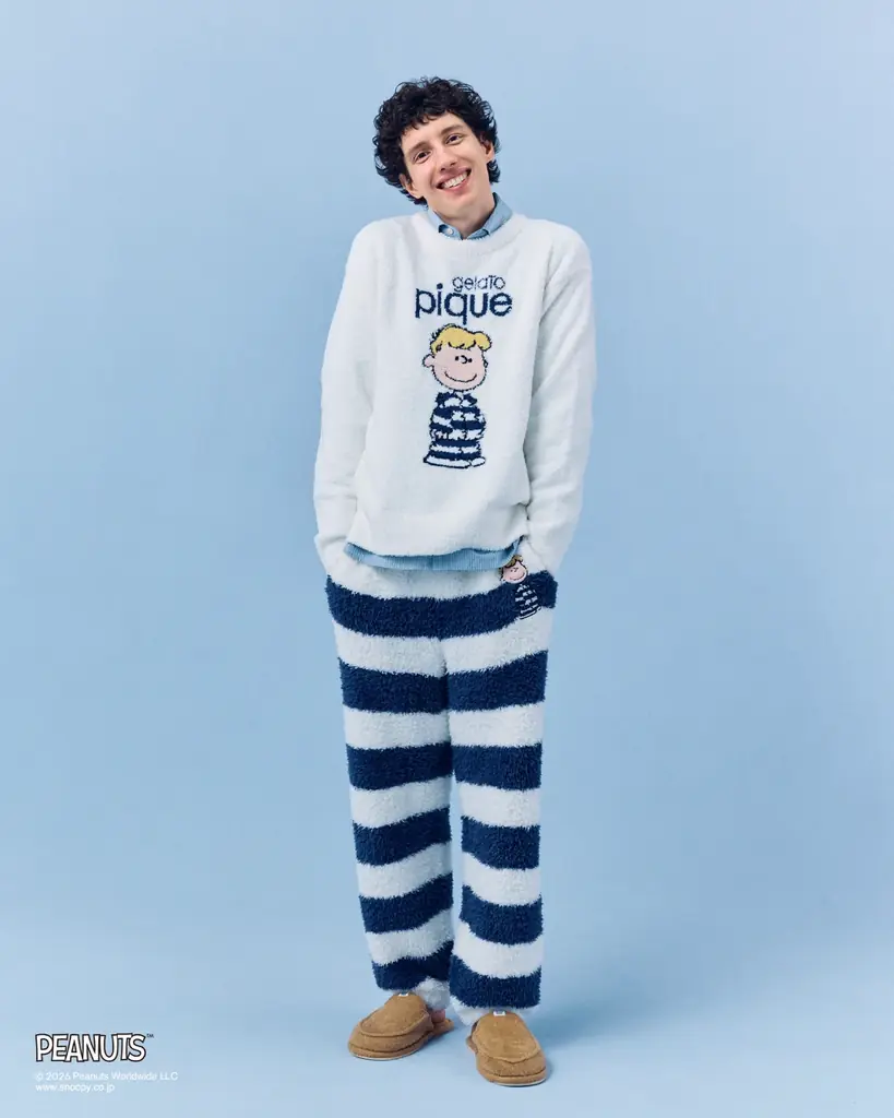 【gelato pique 】PEANUTSとの記念すべきコラボレーション10周年！ジェラート ピケのシグネチャーであるボーダー柄ルームウェアを着たスヌーピーたち10キャラクターの特別なアートが登場 画像 9