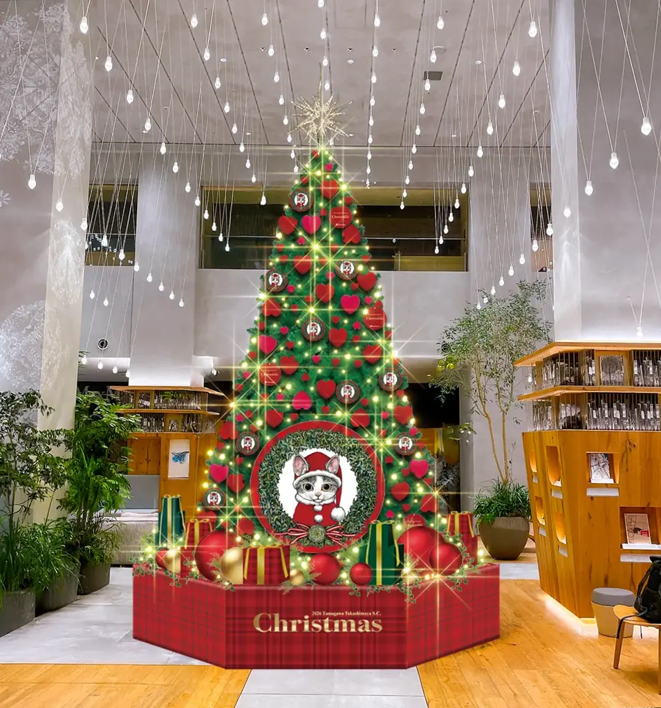 【玉川高島屋S.C.】クリスマス・イルミネーション情報 ヒグチユウコ氏の“猫”のイラストをモチーフにした高さ約4.5mのクリスマスツリーが登場！ 画像 3