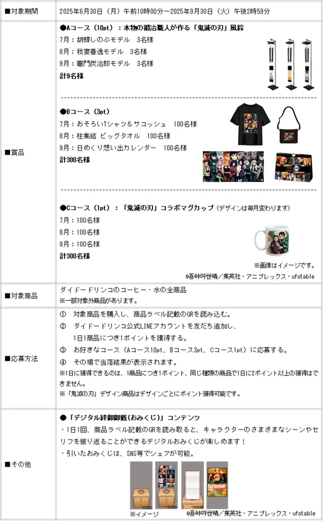 アニメ 「鬼滅の刃」×「ダイドードリンコ」コラボキャンペーン実施! あのシーンを振り返ろう!「鬼滅の刃」の世界観を楽しめる多彩なグッズが当たる! 画像 2