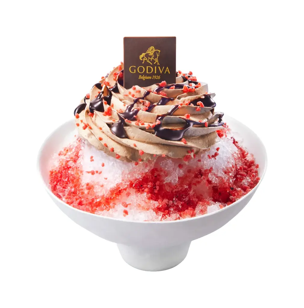 ストロベリーのゼリーが入った、スイーツのようなかき氷! ゴディバ「かき氷 ストロベリー&チョコレート」 画像 2