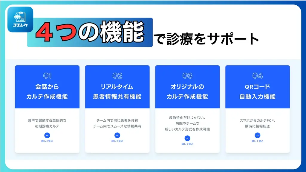 医療情報をAIで音声入力。救急情報一元化アプリ「コエレク」2025年6月正式リリース—記録時間76%削減で現場が変わる 画像 3