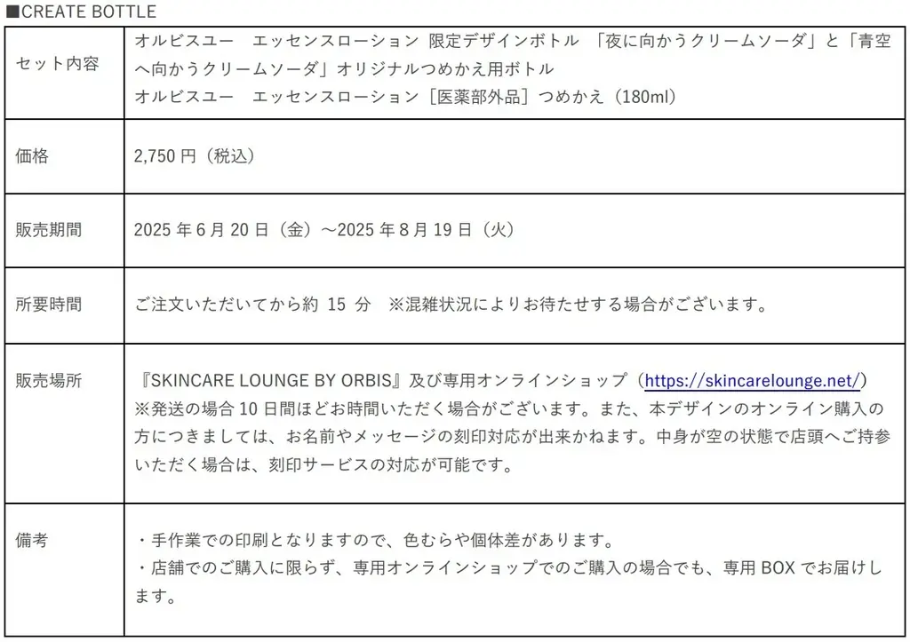 旅する喫茶とのコラボレーションが 6 月 20 日(金)より開始!表参道の『SKINCARE LOUNGE BY ORBIS』にて、コラボボトルとクリームソーダを期間限定販売 画像 3