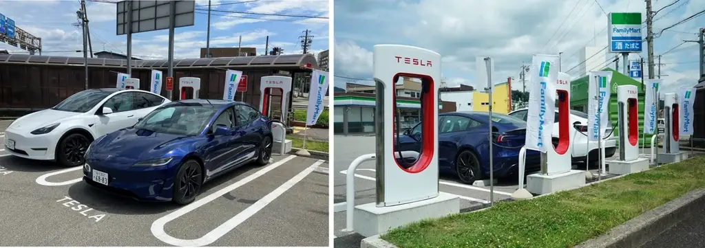 秋田県のコンビニエンスストア初　Tesla（テスラ）の電気自動車用急速充電設備（スーパーチャージャー）を設置～ファミリーマートは電気自動車用急速充電器 設置店舗数 流通・小売業界No.1～ 画像 1