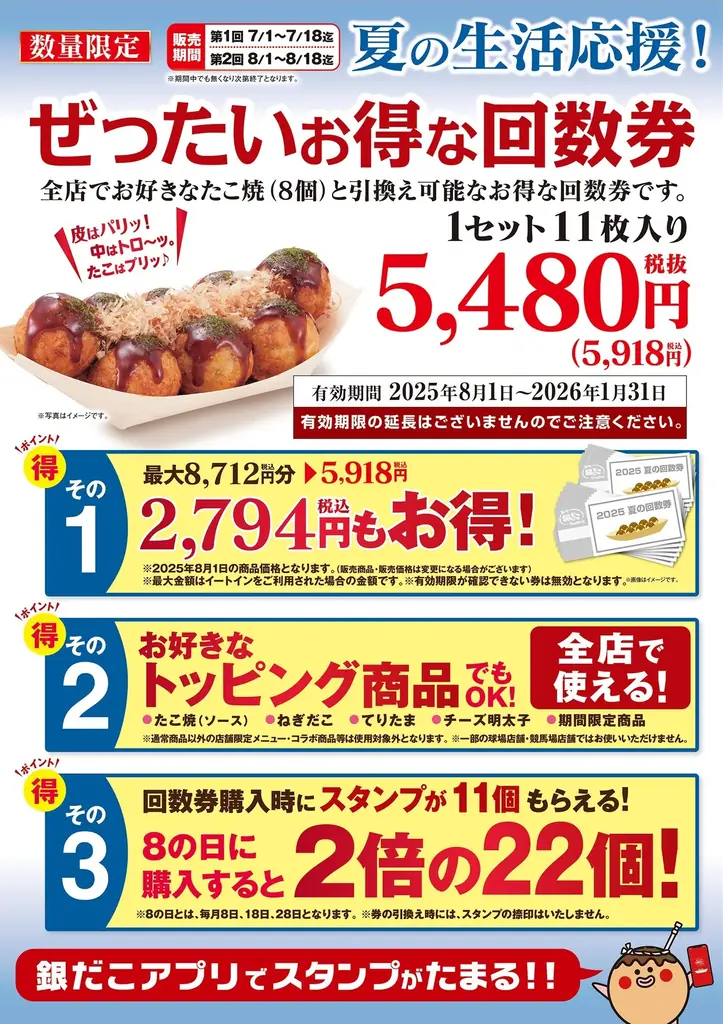 【 銀だこアプリでPayPay決済機能を追加！】機能追加を記念して最大6%相当のPayPayポイントが戻ってくる、お得な「PayPayクーポン」も配布決定！！ 画像 7