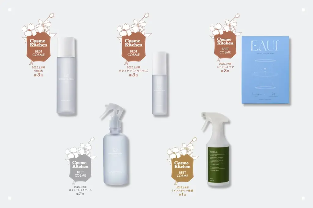 【ベスコス受賞※1】Cosme▲Kitchen▲BEST▲COSME 2025▲上半期にて、MAISON DE AQUA 5製品※2 が入賞。 画像 1