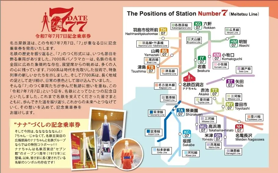 令和7年7月7日に合わせて、 「『7・7・7』記念乗車券」を発売します 画像 2