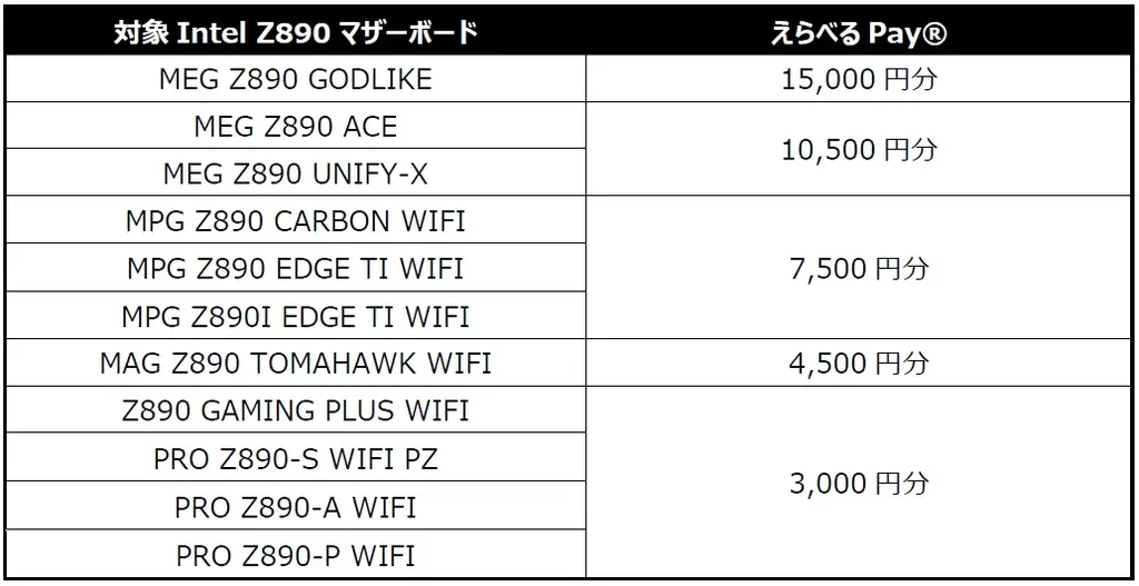 「MSIクオリティでビルドる！キャンペーン」を開催　MSI 最新カスタムPCパーツ製品を購入して、最大15,000円分のえらべるPay®をゲットしよう！ 画像 2