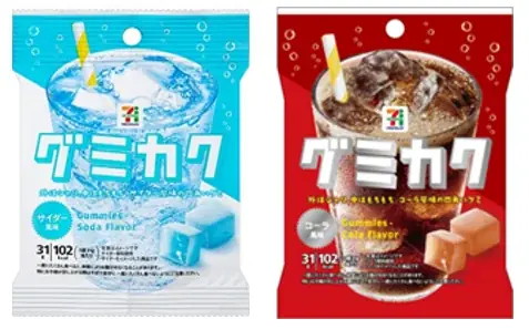 前回大好評の「セブンプレミアム グミカク」が再登場！定番のサイダー風味に加え、夏にぴったりのコーラ風味が発売！「シャリッ」「もちもち」食感を楽しめる新感覚グミ 画像 1