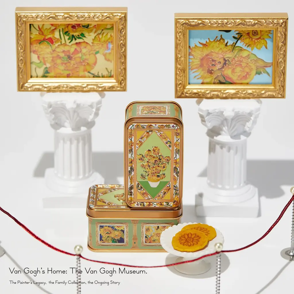 ゴッホのひまわり7作品が並ぶ “ミニチュア美術館” をイメージした『ひまわり缶』が、展覧会『ゴッホ展　家族がつないだ画家の夢』会場限定にて新発売。 画像 1