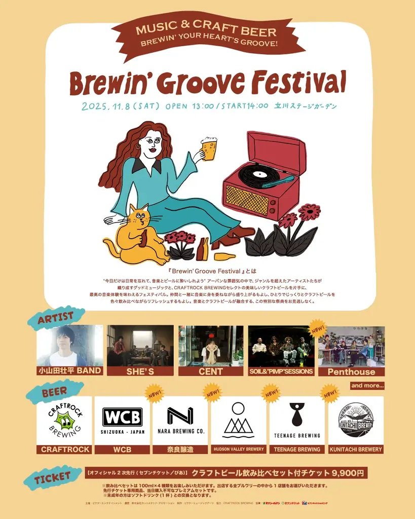 『Brewin’ Groove Festival』クラフトビール&グッドミュージックの新たなフェス第二弾出演アーティストとしてPenthouseの出演が決定! クラフトビール出店全店舗も解禁! 画像 2