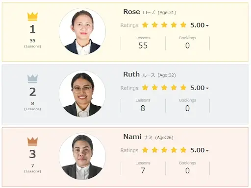 【Native Camp ASL /アメリカ手話】Teacher Rankings for June 2025 Now Available /6月の講師ランキングを公開 画像 2