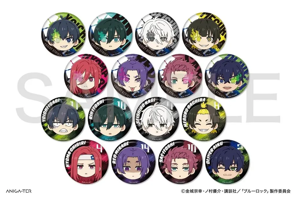 TVアニメ『ブルーロック』よりキャラクター背番号と名前の刺繍が入ったアパレルをはじめ、描き起こしデフォルメイラスト缶バッジなどが新登場！ 画像 7