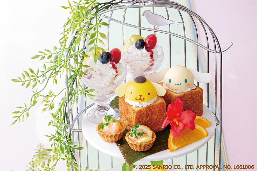 サンリオキャラクターズ ガーデンカフェから、夏季限定メニューが登場!サンリオのキャラクターのムースが選べるスイーツスタンドや韓国風ワッフル、かき氷などを展開。 画像 3