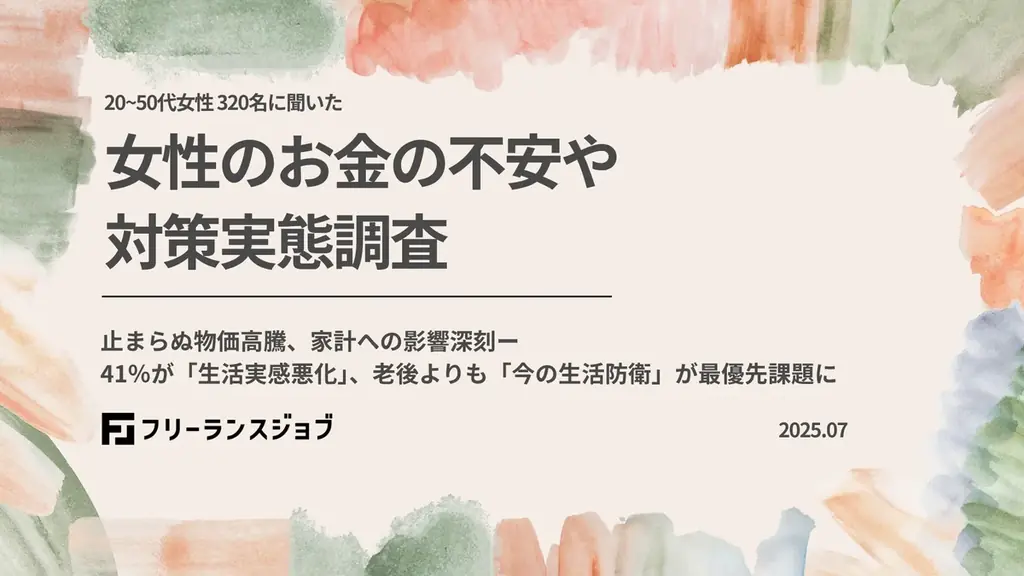 2025年7月11日発表｜女性の43％が生活苦、収入対策は3割無対策の現状