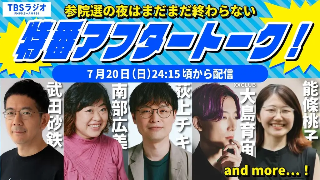 7月20日開催！TBSラジオ参院選2025開票後アフタートーク詳細