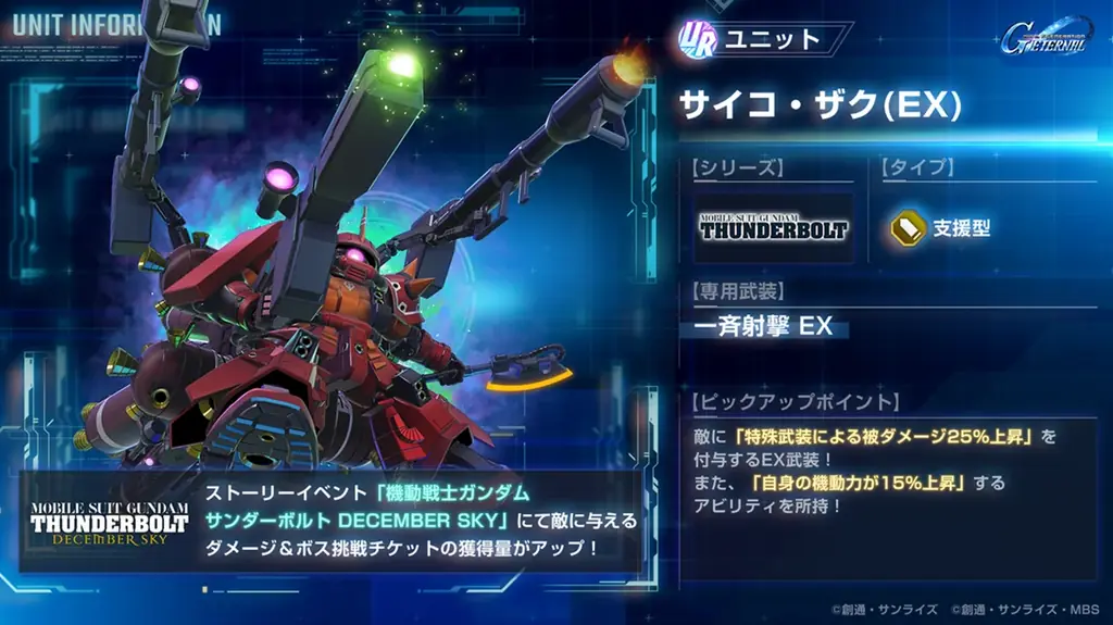 『SDガンダム ジージェネレーション エターナル』ストーリーイベント「機動戦士ガンダム サンダーボルト DECEMBER SKY」開催中! 画像 4